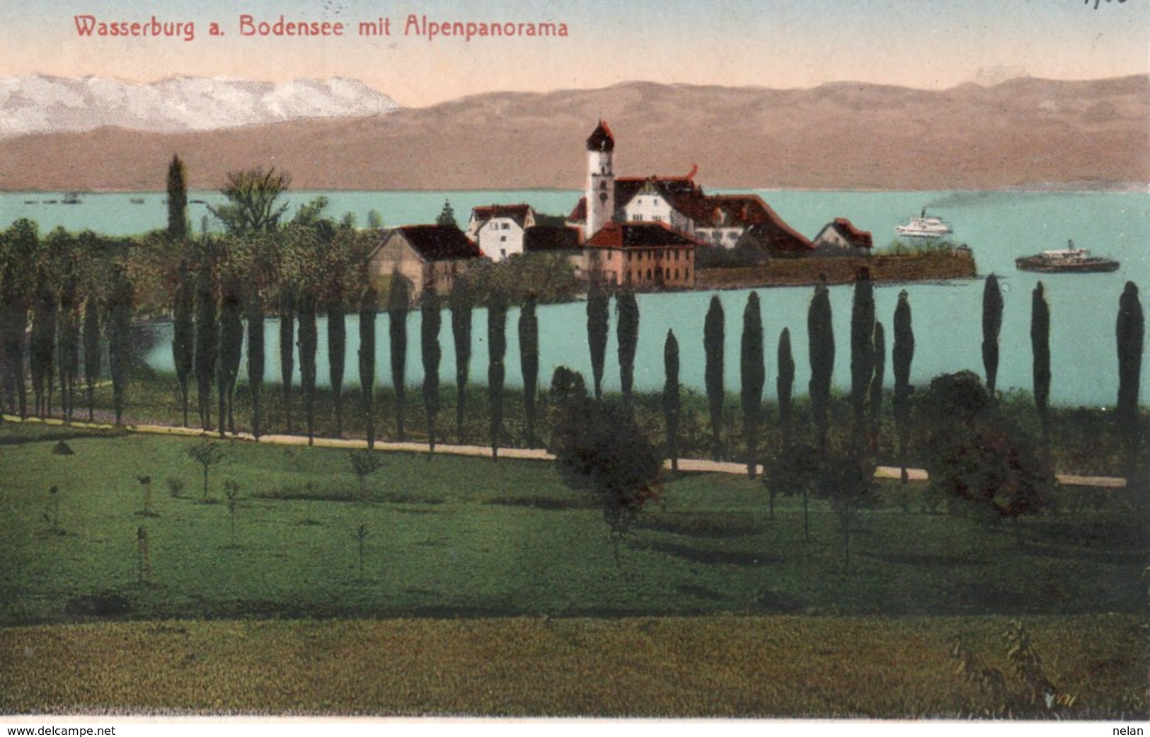 WASSERBURG A BODENSEE MIT ALPENPANORAMA-1906 - Wasserburg (Bodensee)