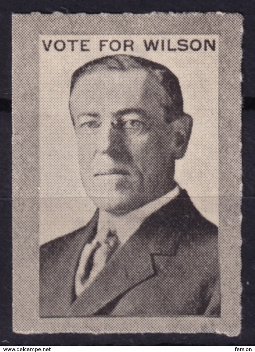 USA America - Thomas Woodrow Wilson President - Cinderella Label Vignette - MH - Recordatorios