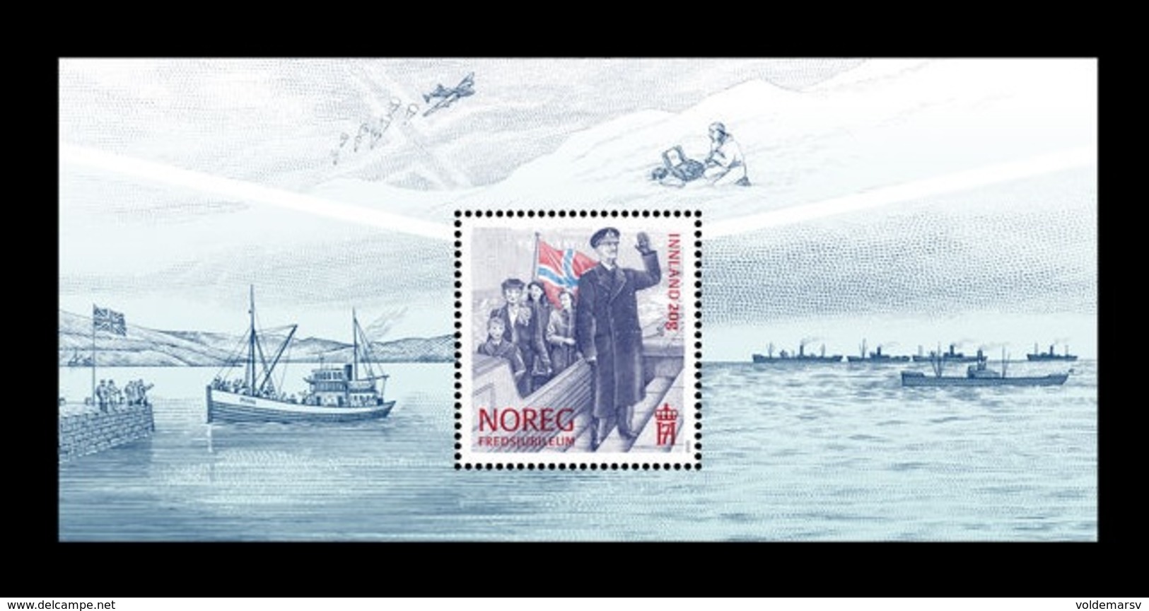 Norway 2020 Mih. 2023 (Bl.55) World War II. 75 Years Of Peace. King Haakon VII. Ships. Flag MNH ** - Nuovi