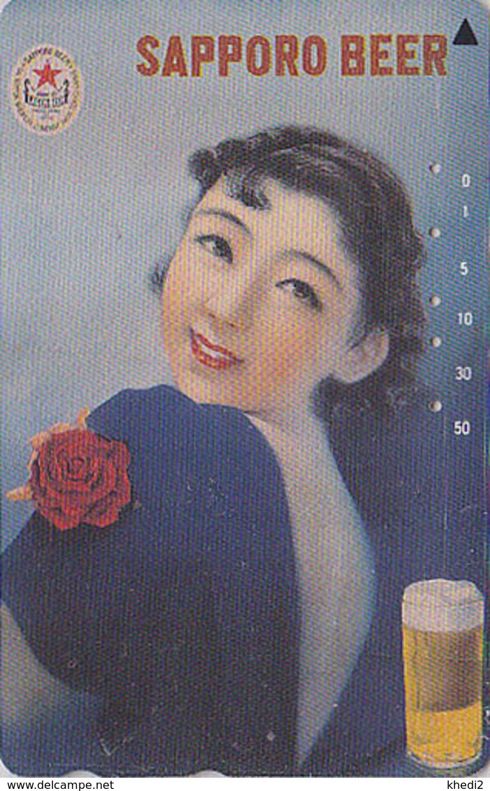 Télécarte JAPON / 110-011 - BIERE SAPPORO & Poster Femme - BEER & Girl JAPAN Phonecard - BIER & Frau - 874 - Werbung