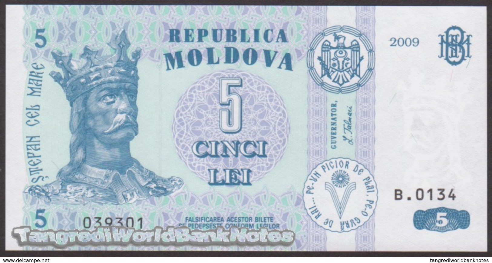 TWN - MOLDOVA 9f - 5 Lei 2009 Series B.0134 UNC - Moldova