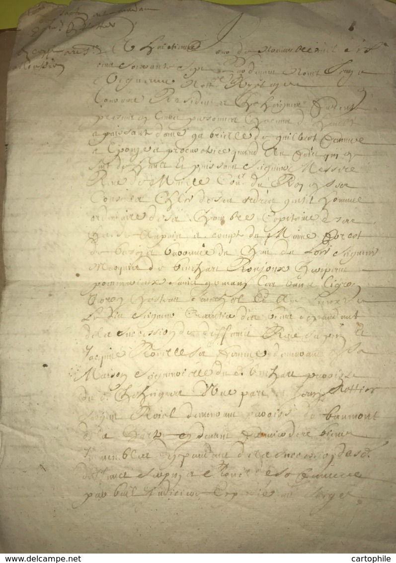 Acte De 1667 Succession De René Sapin Seigneur De Benehart à Chahaignes (72) Et Jean Rottier De Beaumont La Chartre - Manuscripts