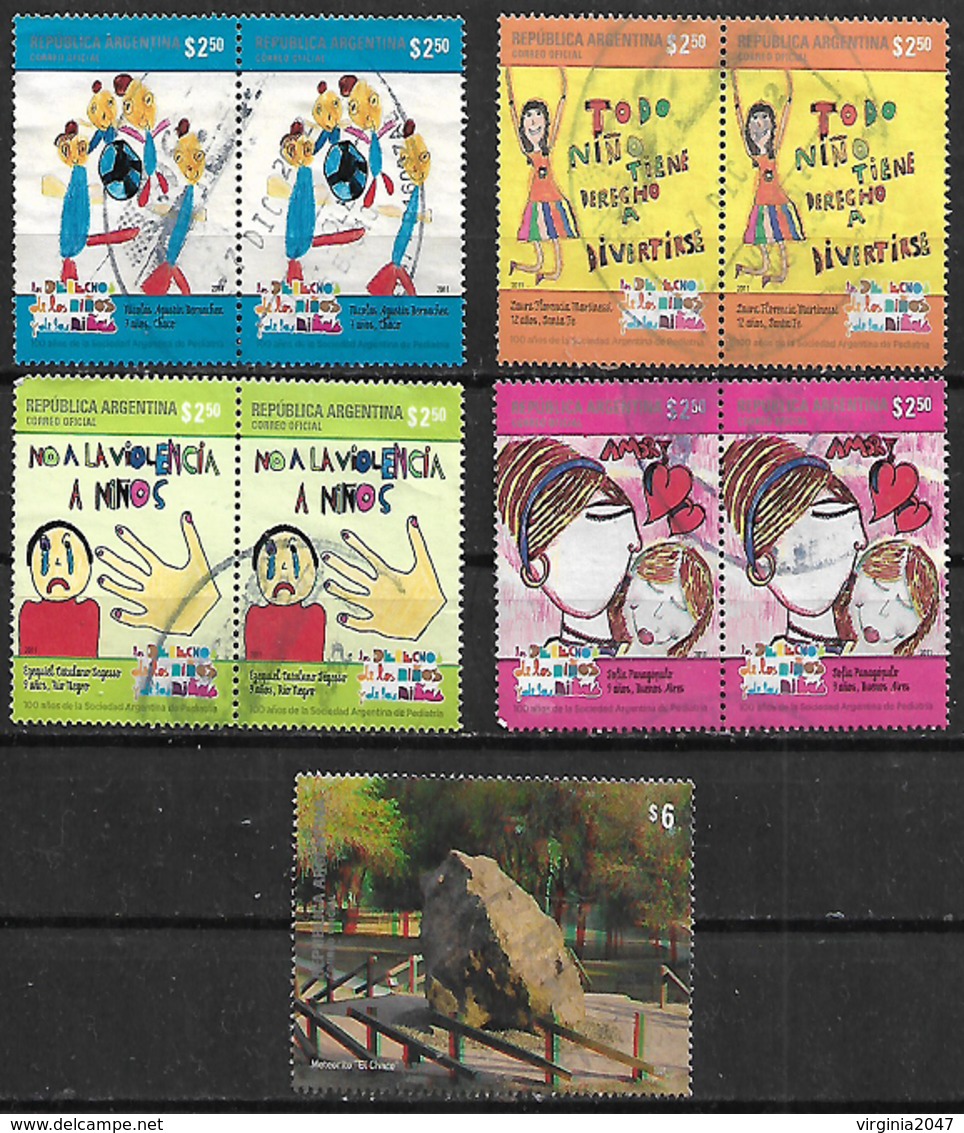 2007-13 Argentina Dibujos Infantiles-meteorito 9v.parejas - Oblitérés