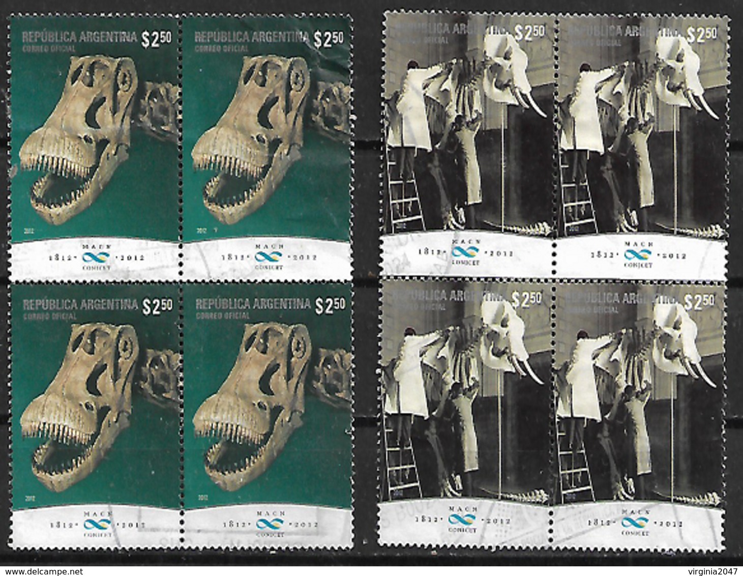 2007-13 Argentina Museo Fosiles 8v.cuadros - Used Stamps