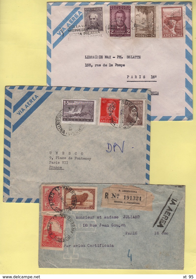 Argentine - Lot De 3 Lettres Par Avion Destination France - Airmail