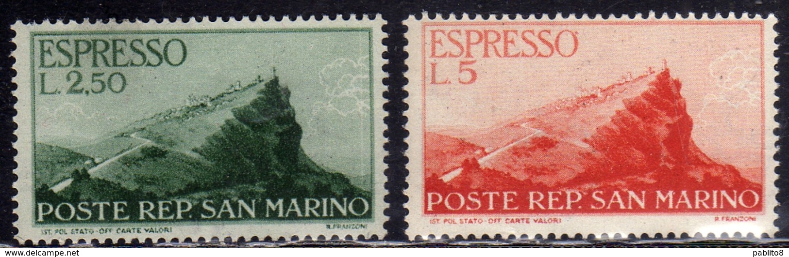 REPUBBLICA DI SAN MARINO 1945 ESPRESSI VEDUTA SPECIAL DELIVERY VIEW SERIE COMPLETA COMPLETE SET MNH - Francobolli Per Espresso