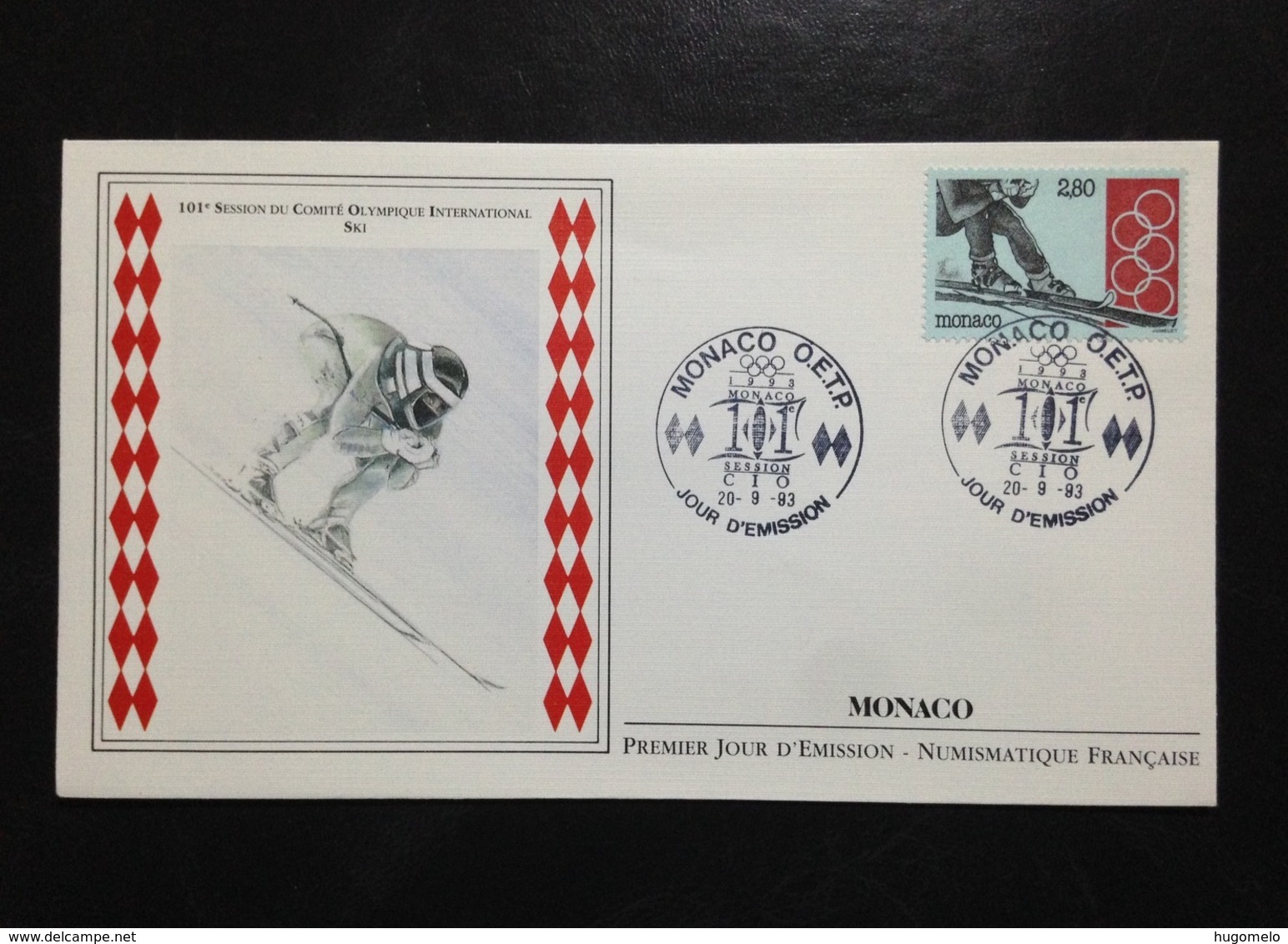 Monaco, Uncirculated FDC, SPORTS, SKI, 1993 - Brieven En Documenten