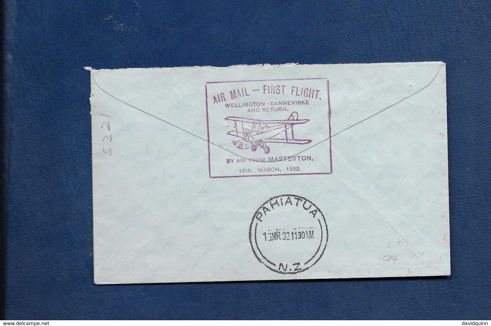 1932 WELLINGTON TO DANNEVIRKE AND RETURN SURVEY - Luftpost