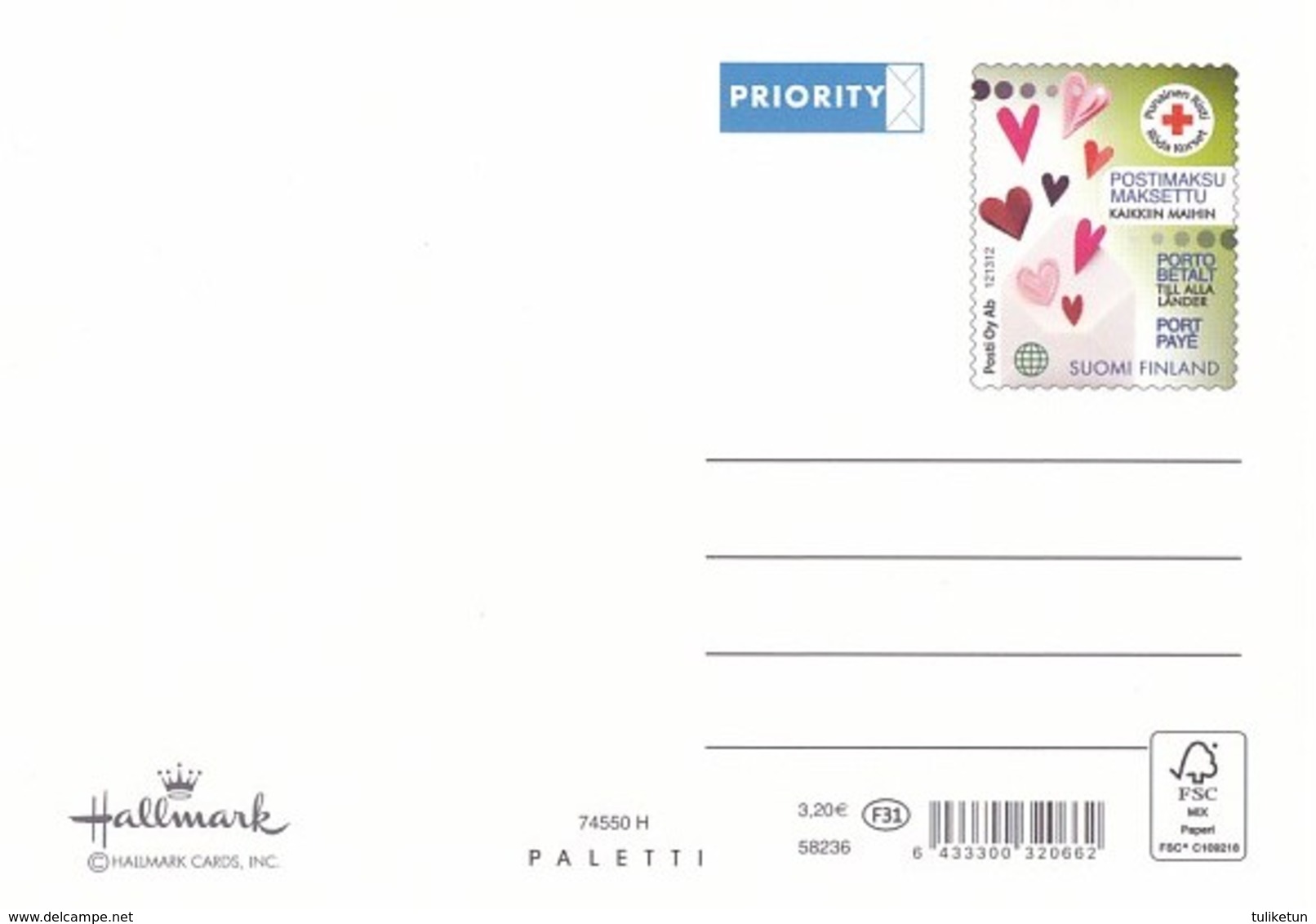 Postal Stationery - Hearts - Flowers Roses - You Are In My Mind - Red Cross 2020 - Suomi Finland - Postage Paid - Postal Stationery