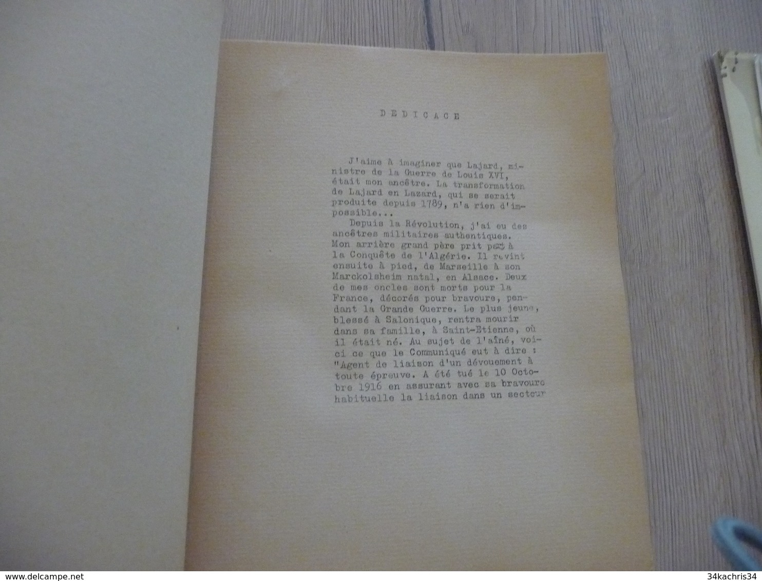 Lazard Brigadier D'Artillerie Coloniale Guerre 39/45 Récit Militaire Tiré à 50 Ex 53 Pages - Documenten