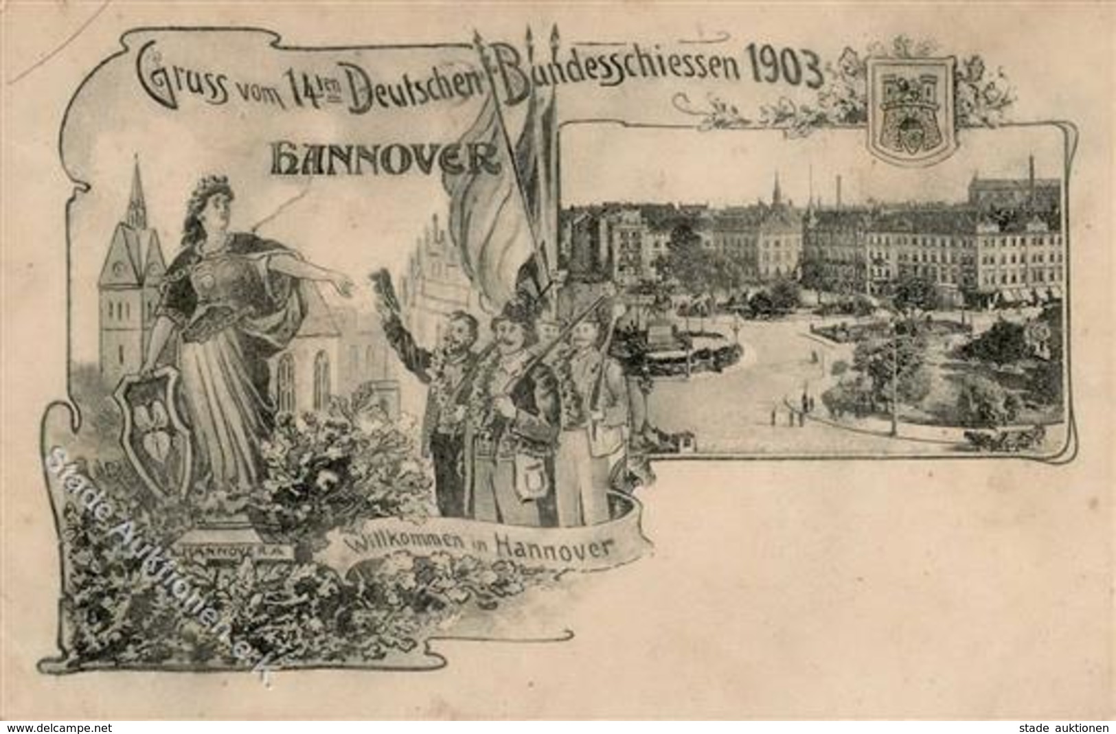 Schützenfest Hannover (3000) 14. Deutsches Bundesschießen 1903 II (Stauchung, Eckbug) - Waffenschiessen