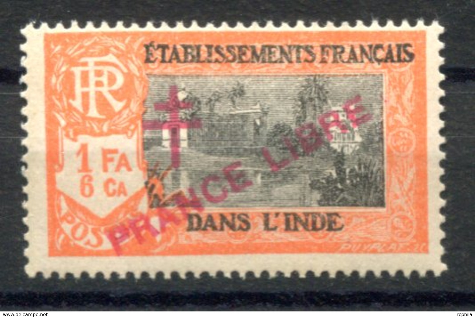 RC 17326 INDE FRANÇAISE COTE 150€ N° 162 VARIÉTÉ SURCHARGE FRANCE LIBRE " PRANCE "  NEUF ** TB MNH VF - Unused Stamps