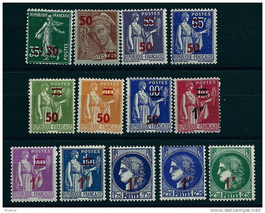 FR YT 476 à 488 " TP De 32-38 Avec Surcharge " 1940-41 Neuf** - Unused Stamps