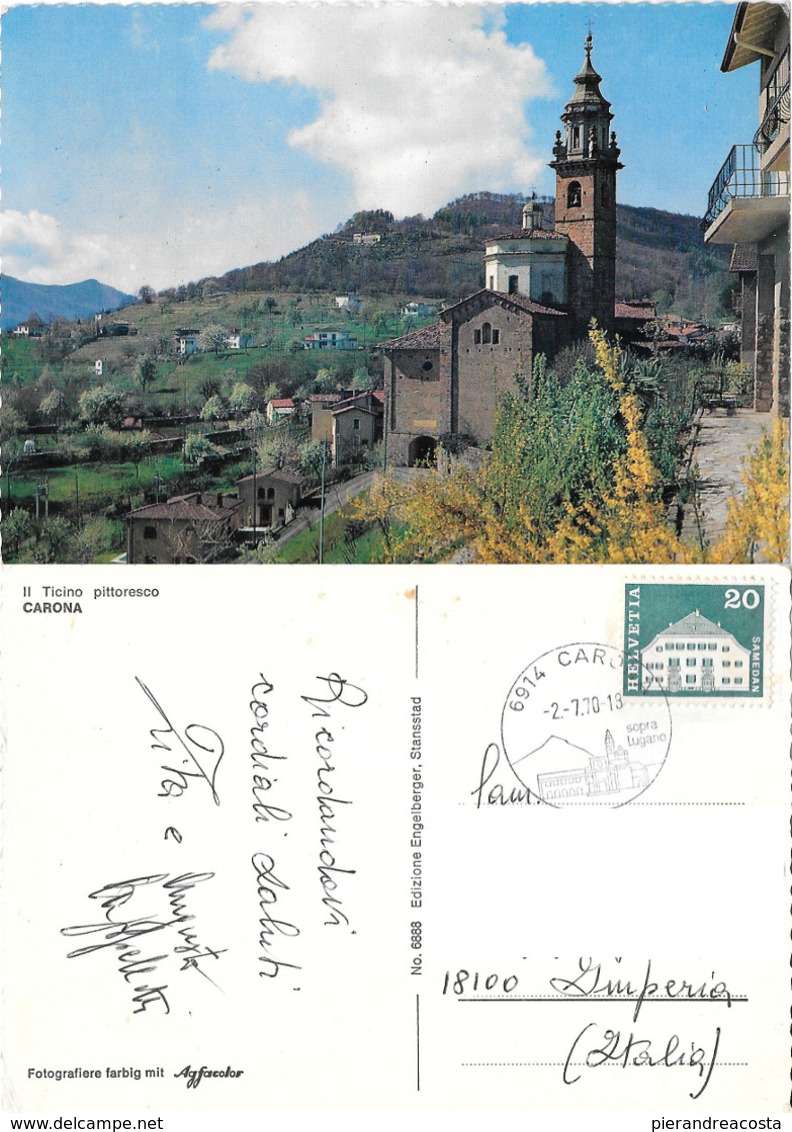 Il Ticino Pittoresco. Carona. Viaggiata 1970 - Carona 