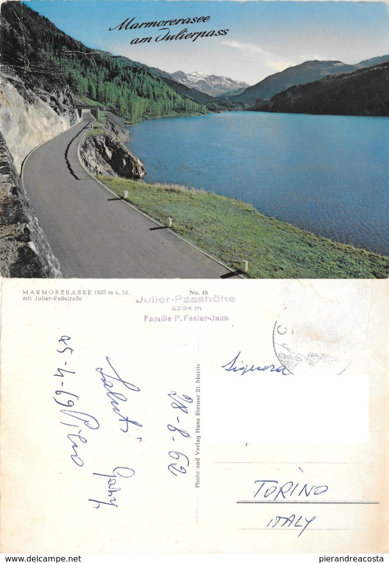 Marmorerasee Am Julierpass (CH). Viaggiata 1962 - Marmorera