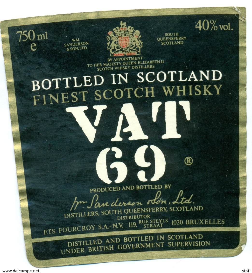 Oud Etiket / Ancienne étiquette Whisky Vat 69 - Whisky