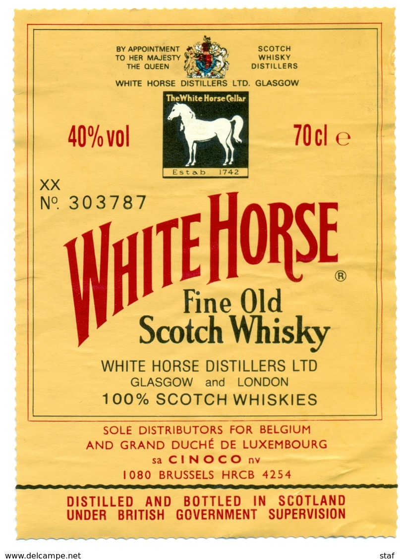 Oud Etiket / Ancienne étiquette Whisky White Horse - Whisky