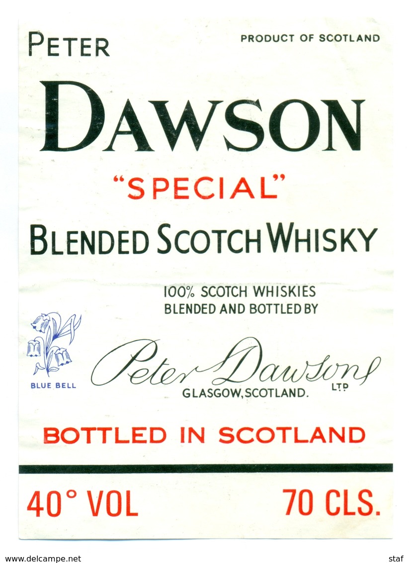 Oud Etiket / Ancienne étiquette Whisky Peter Dawson - Whisky