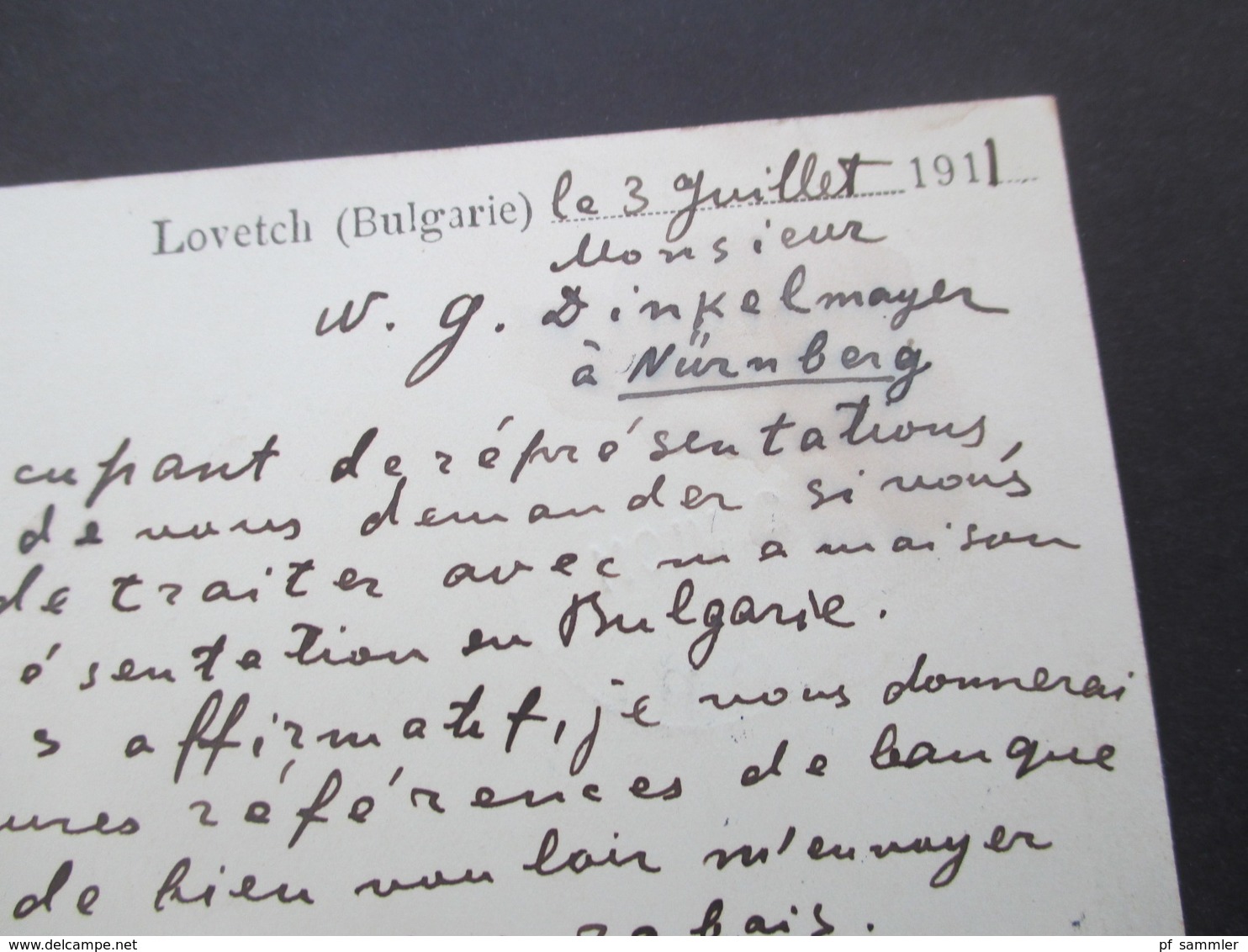 Bulgarien 1911 Ganzsache Nach Nürnberg Gesendet Rückseitig Gedruckt: Bantcho Chr. Kasadji Lovetch (Bulgarie) - Briefe U. Dokumente