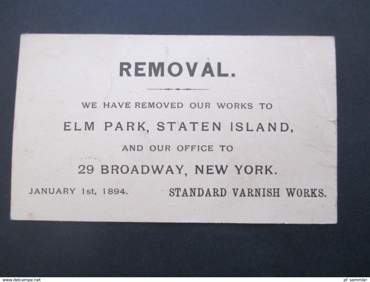 USA 1894 Ganzsache Nach Nürnberg Gesendet Rückseitig Gedruckter Text: Removal Standard Vanish Works - Briefe U. Dokumente