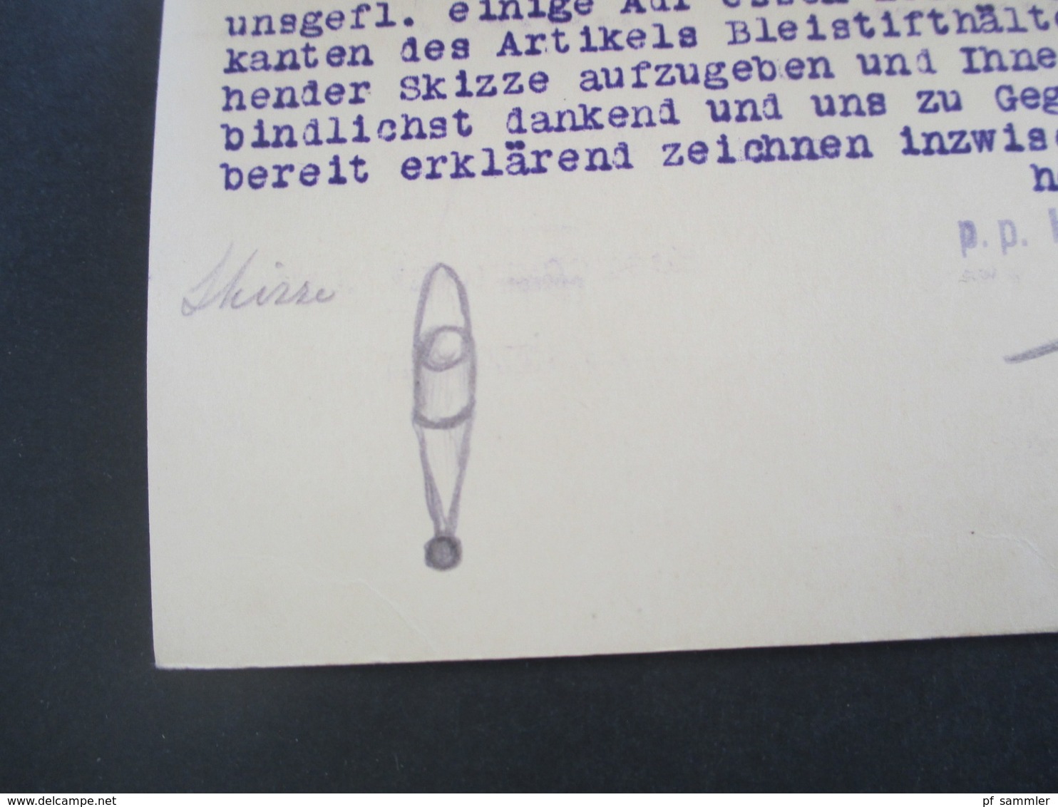 Niederlande 1915 Ganzsache / Doppelkarte Amsterdam - Nürnberg Bestellung Von Bleistifthalter Mit Handgemalter Skizze - Cartas & Documentos