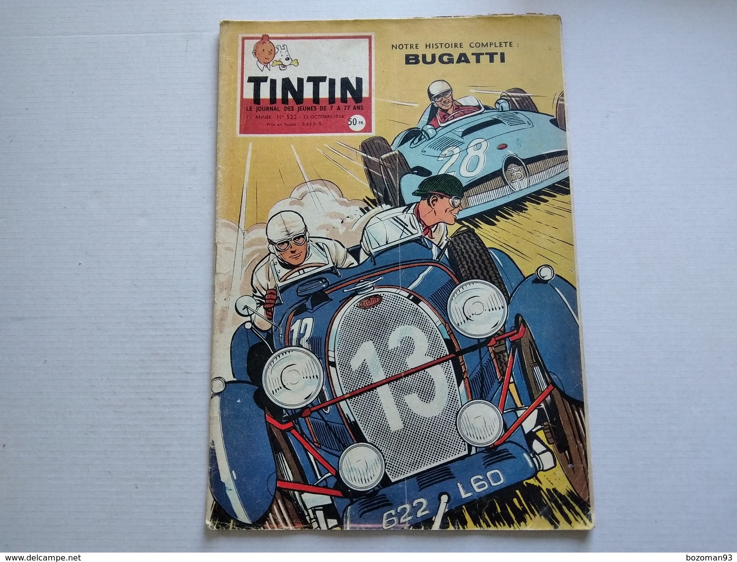 TINTIN N° 522  BUGATTI  ( 4p ) COUVERTURE  J.GRATON  SANS LE POINT TINTIN  TBE - Tintin