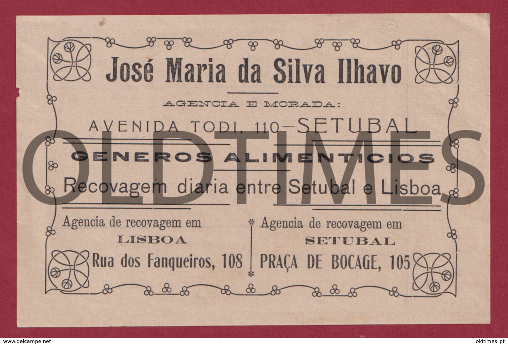 PORTUGAL -  SETÚBAL - JOSE MARIA DA SILVA ILHAVO - GÉNEROS ALIMENTICIOS - FACTURA 1920 - Portugal