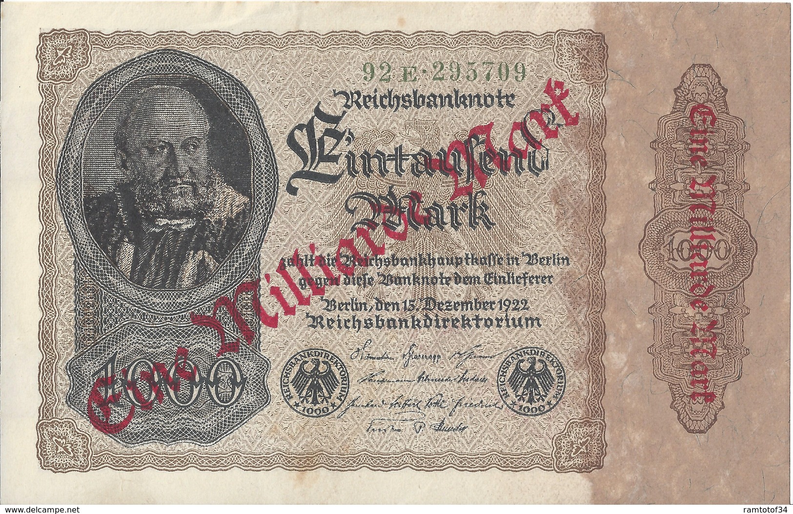 ALLEMAGNE - 1000 Mark 1922 (92E295709) - 1000 Mark