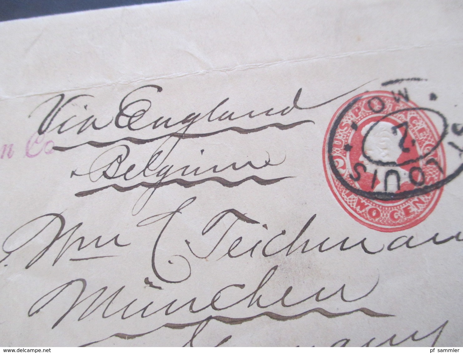 USA Um 1890 ?!? Streifband Nach München Via England / Belgium Schiffspost Teichmann Commission Co. St. Louis MO - Cartas & Documentos
