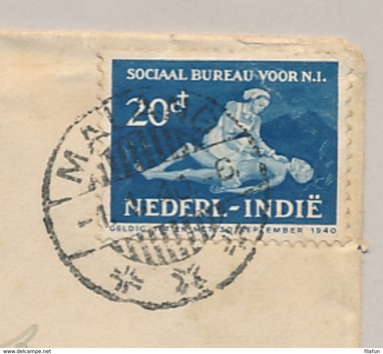 Nederlands Indië - 1940 - 20 Cent Sociaal Bureau - Enkelfrankering Op Cover Van Malang Naar Abington Mass / USA - Niederländisch-Indien