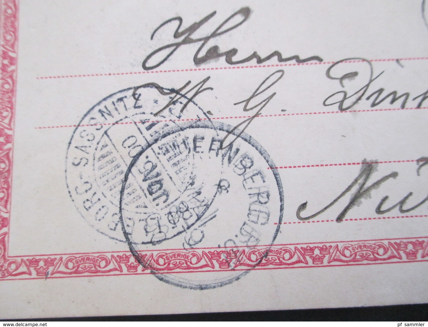 Schweden 1900 Ganzsache Schifsspost Stempel Trelleborg - Sassnitz Nach Nürnberg - Briefe U. Dokumente