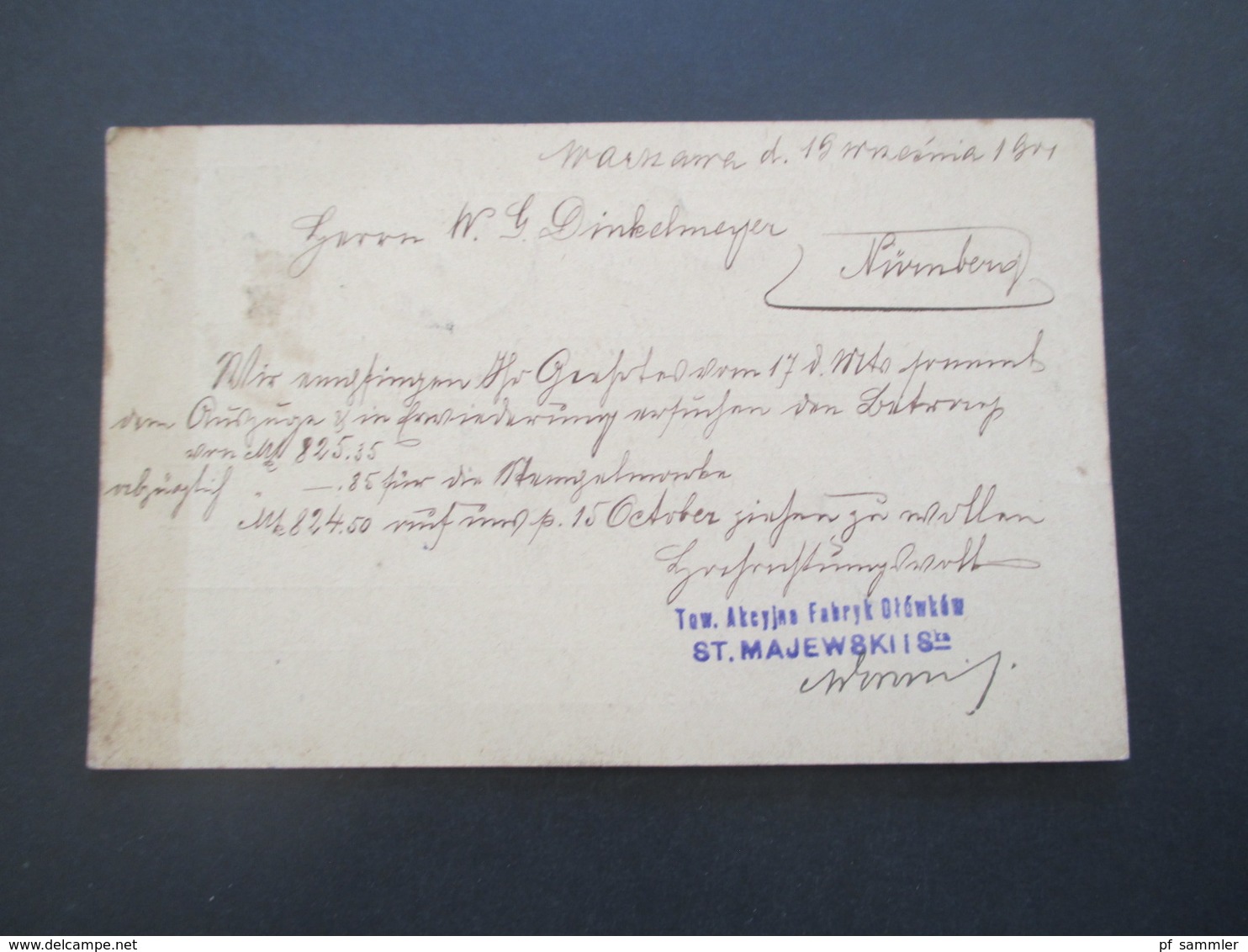 Russland 1901 Ganzsache Mit Firmenstempel Nach Nürnberg Gesendet - Lettres & Documents