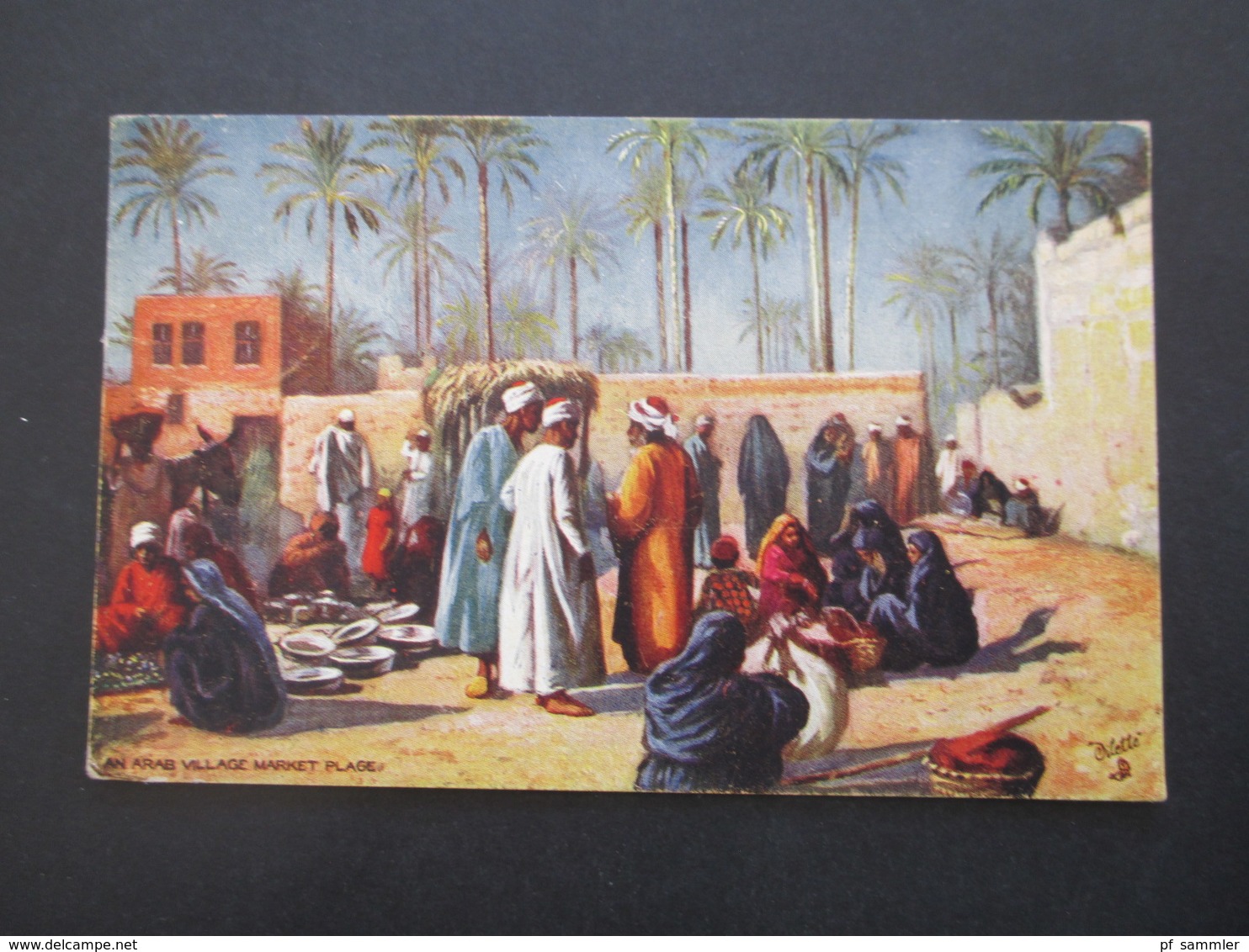 AK Ägypten 1911 Künstlerkarte Oilette An Arab Village Market Place Tuck's Post Card - Personnes