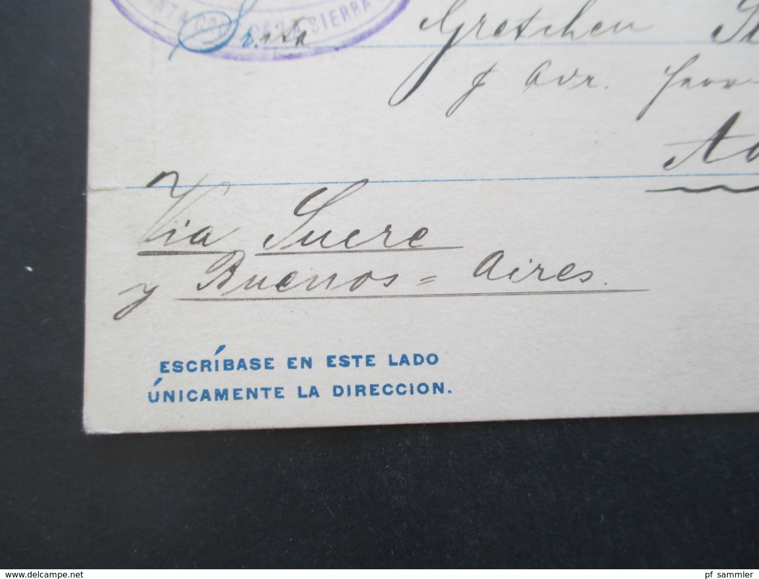 Bolivien 1903 Ganzsache Mit Zusatzfrankatur Und Rosa Stempel! Via Sucre / Buenos Aires Nach Aalen (Württemberg) - Bolivie