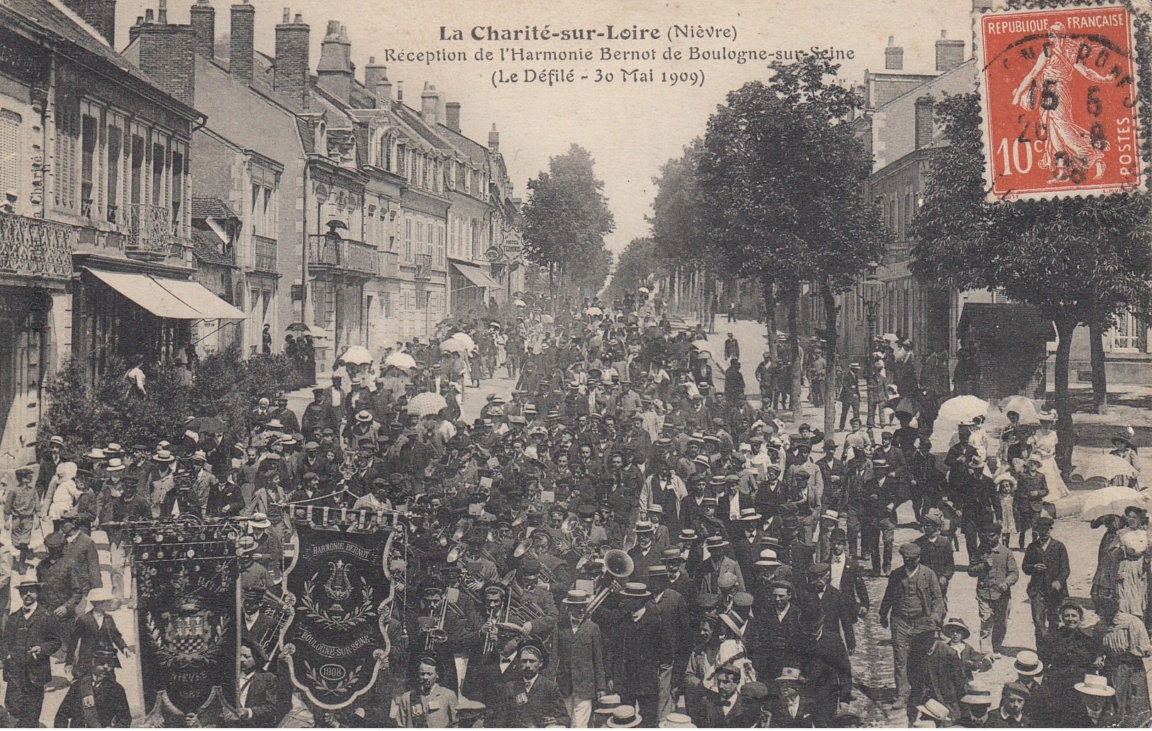 58 - La Charité-sur-Loire - Réception De L'Harmonie BERNOT De Boulogne-sur-Seine - Défilé Du 30 Mai 1909 - La Charité Sur Loire