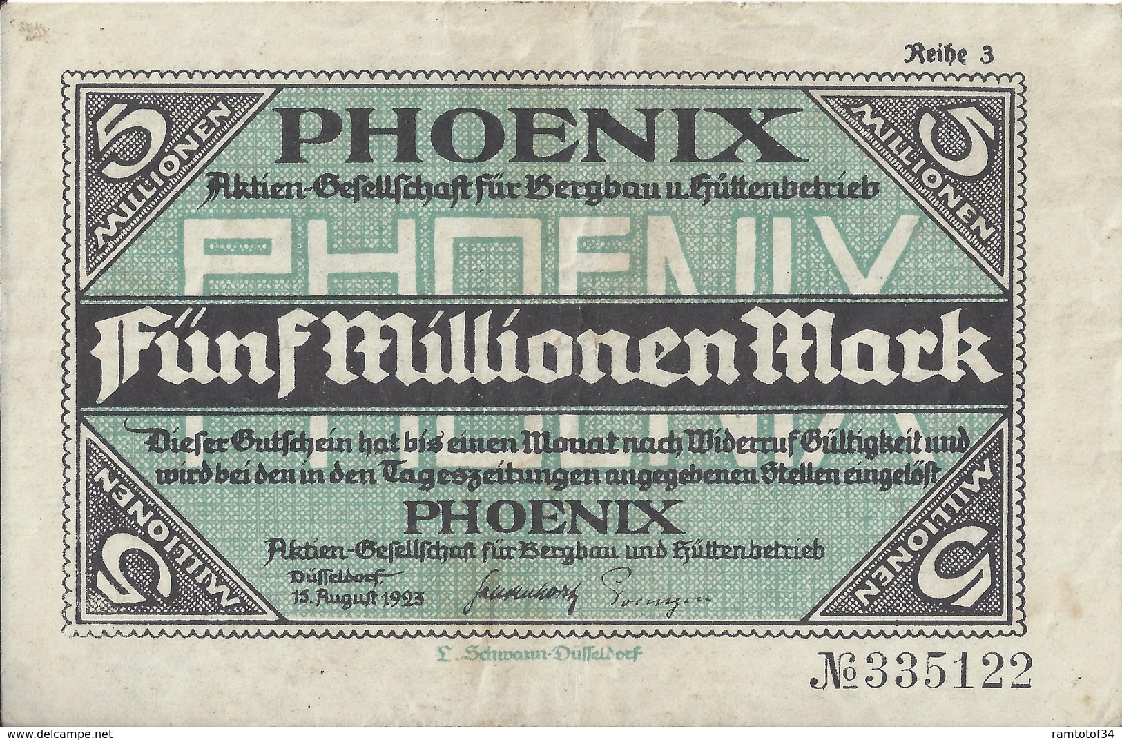 ALLEMAGNE - 5 Millionem - 15 August 1923 (335122) - 5 Mio. Mark