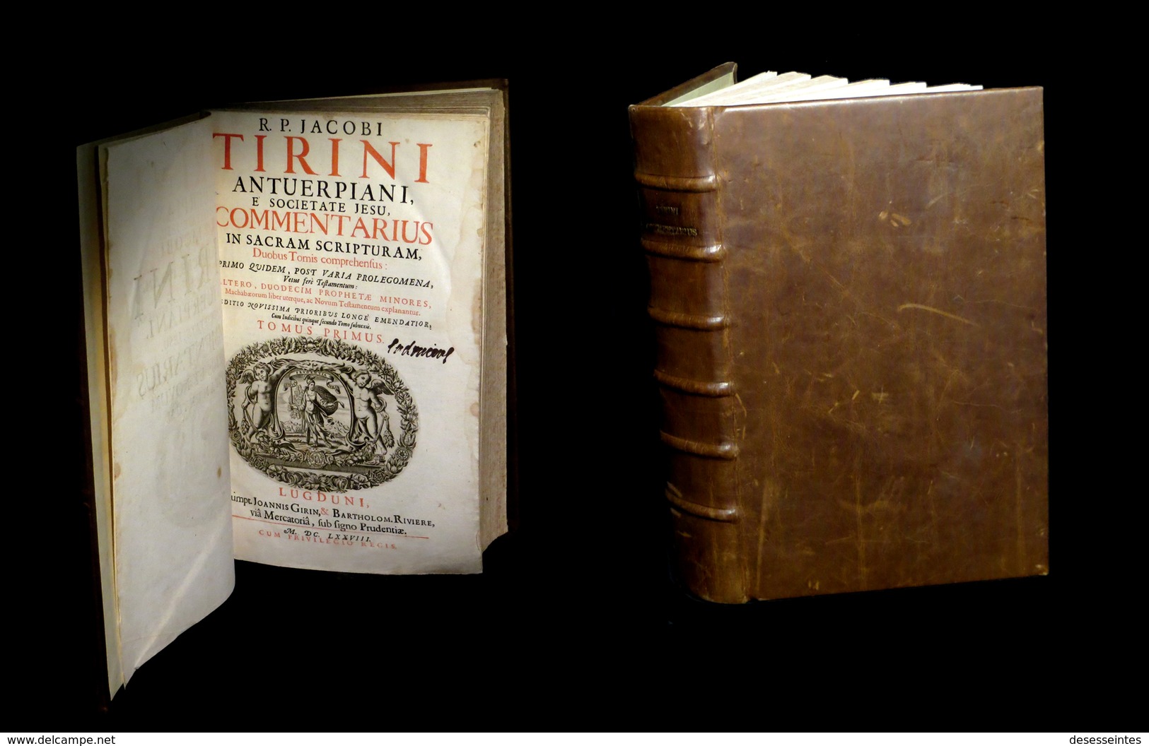 [Imp. LYON THEOLOGIE BIBLE BIBLIA ANTWERPEN] TIRINI / TIRINIUS - Commentarius In Sacram Scripturam. 1678. - Bis 1700