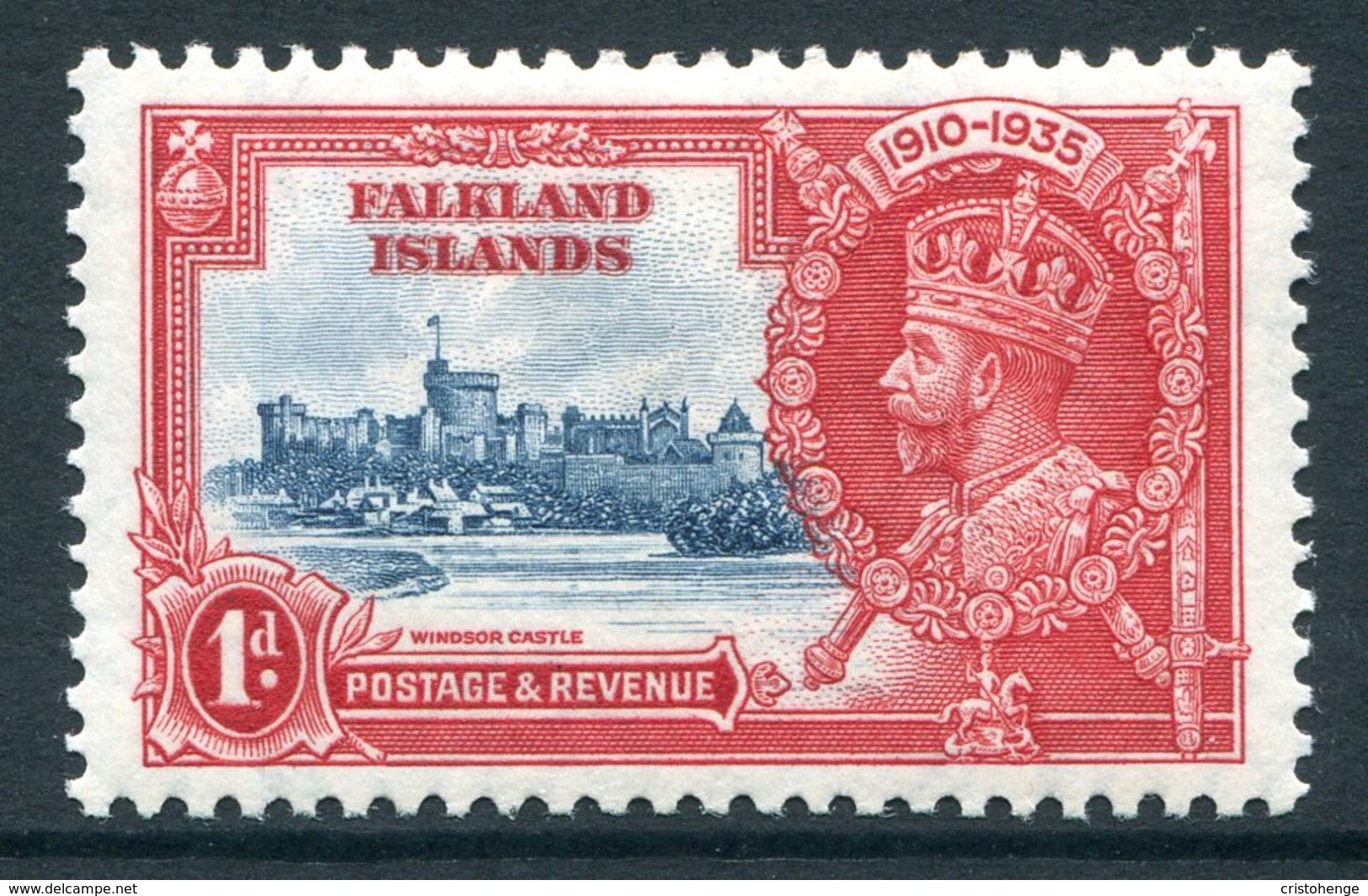 Falkland Islands 1935 KGV Silver Jubilee - 1d Value HM (SG 139) - Falkland