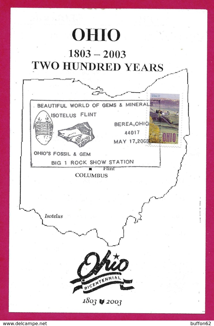 USA (2003) Berea, Ohio's Fossil & Gem. Isotelus  Ordovician Trilobite Fossil / Fossile. Flint / Silex. Minerals, Rocks. - Fossielen