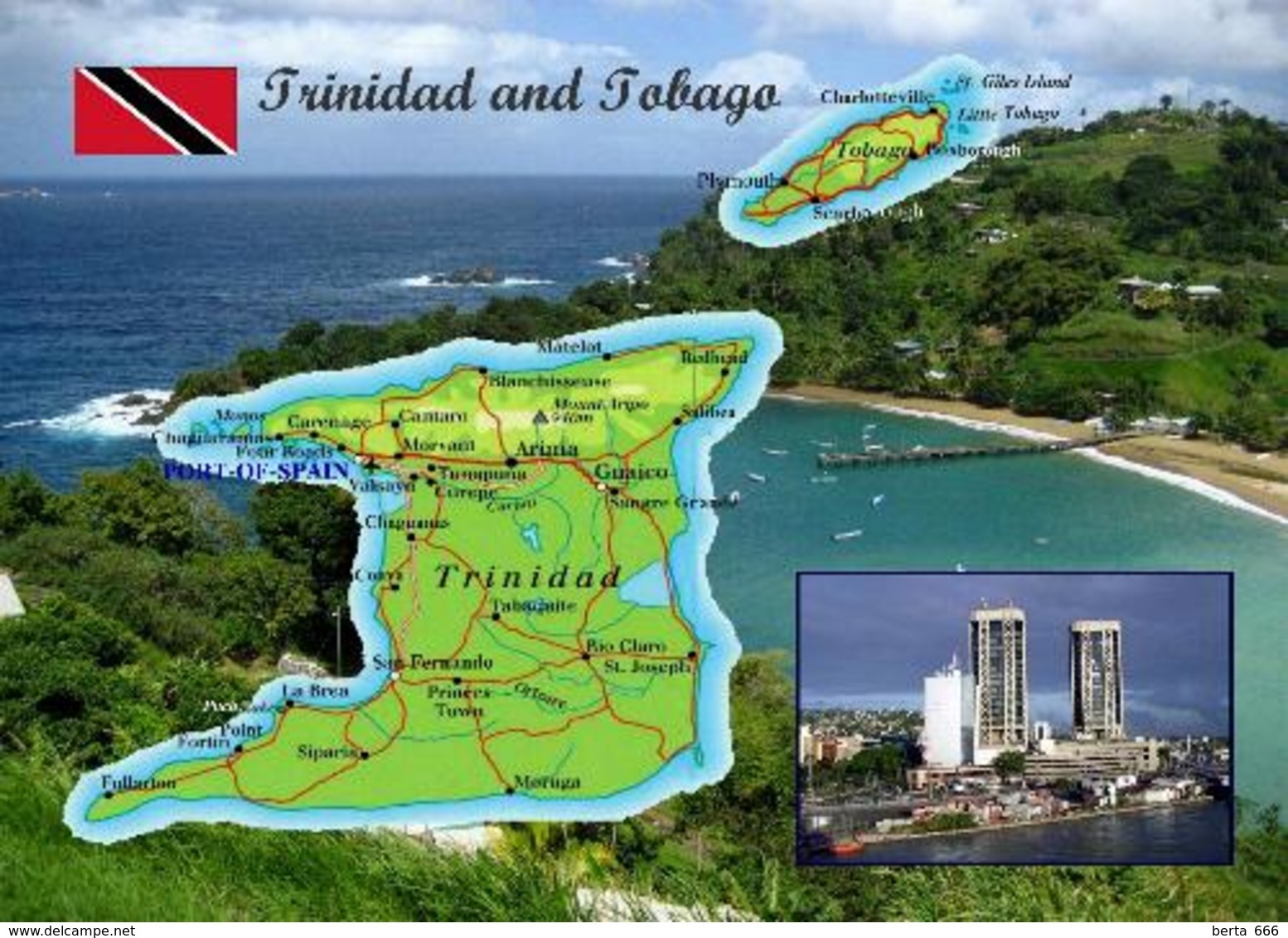 Trinidad And Tobago Country Map New Postcard Landkarte AK - Trinidad