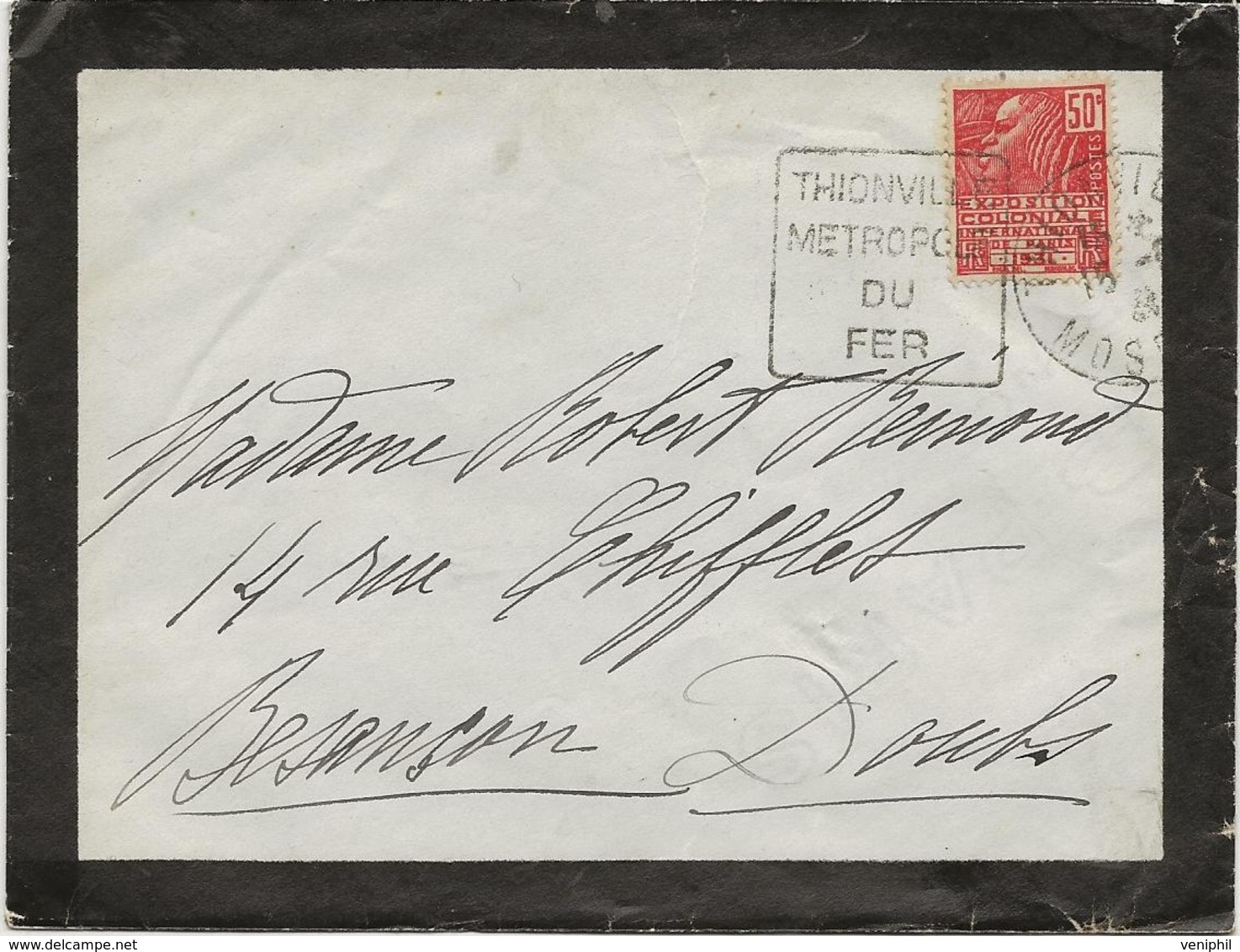 LETTRE OBLITERATION DAGUIN -  THIONVILLE -METROPOLE DU FER -1931 - Mechanical Postmarks (Other)