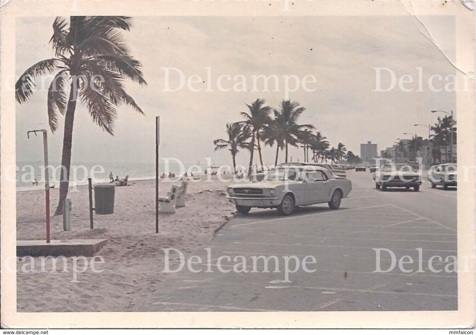 AUTOMOBILE VOITURE CAR Ford Mustang & Dodge GTX By Miami Beach FLORIDA USA - Photo 12x8cm 1970' - Coches