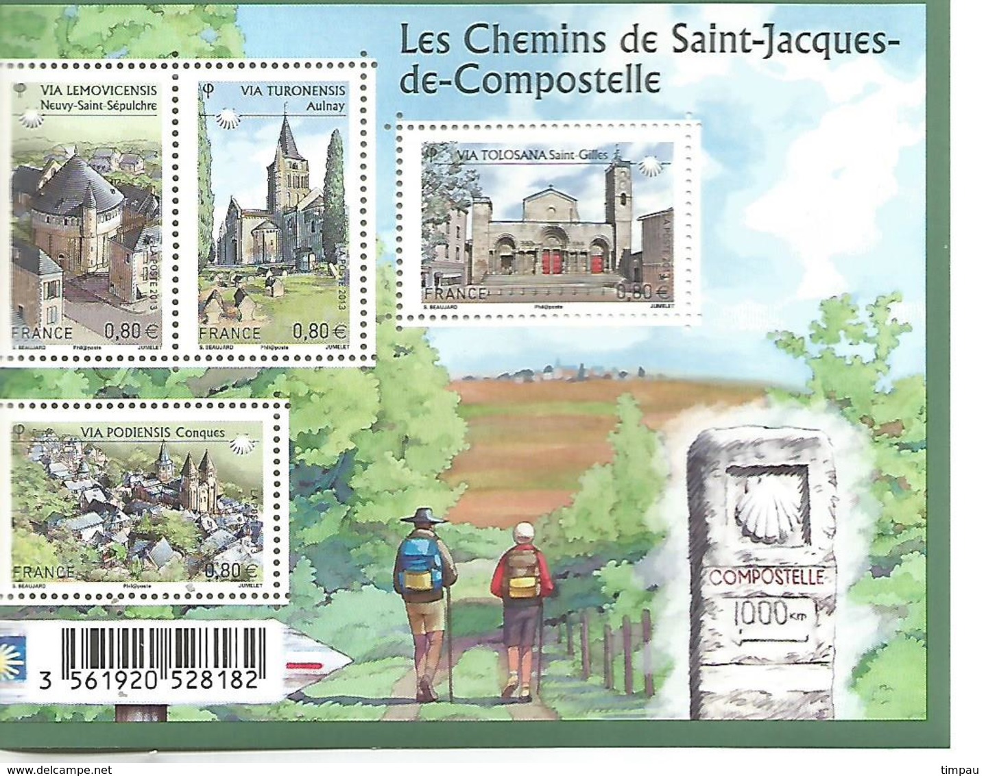 F4725 Les Chemins De St Jacques De Compostelle 4 étapes 2013 - Ungebraucht