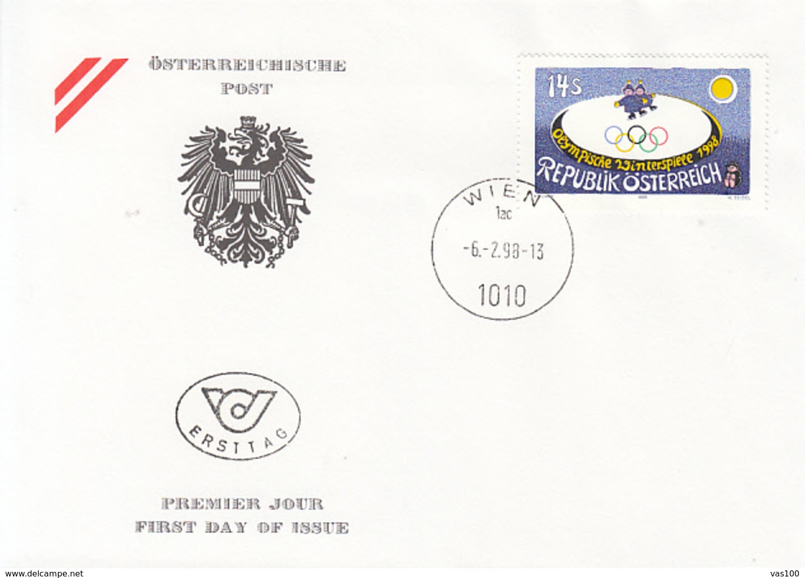 OLYMPIC GAMES, WINTER, NAGANO'98, SKATING, COVER FDC, 1998, AUSTRIA - Winter 1998: Nagano