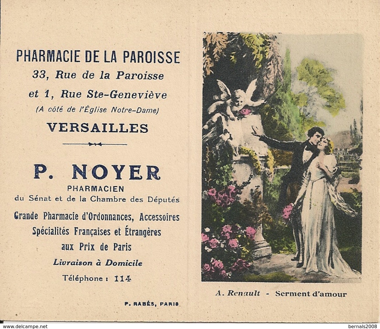 VERSAILLES - Pharmacie P.NOYER-calendrier 1934 - Tamaño Pequeño : 1921-40