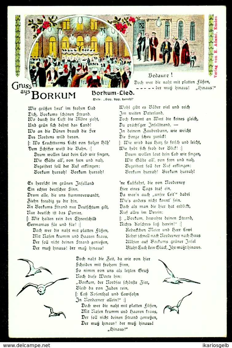 Judaika Deutsches Reich Insel Borkum ~1898 " Propagandakarte Gegen Juden (oben Rechts) " Juif Jew Judaica - Giudaismo