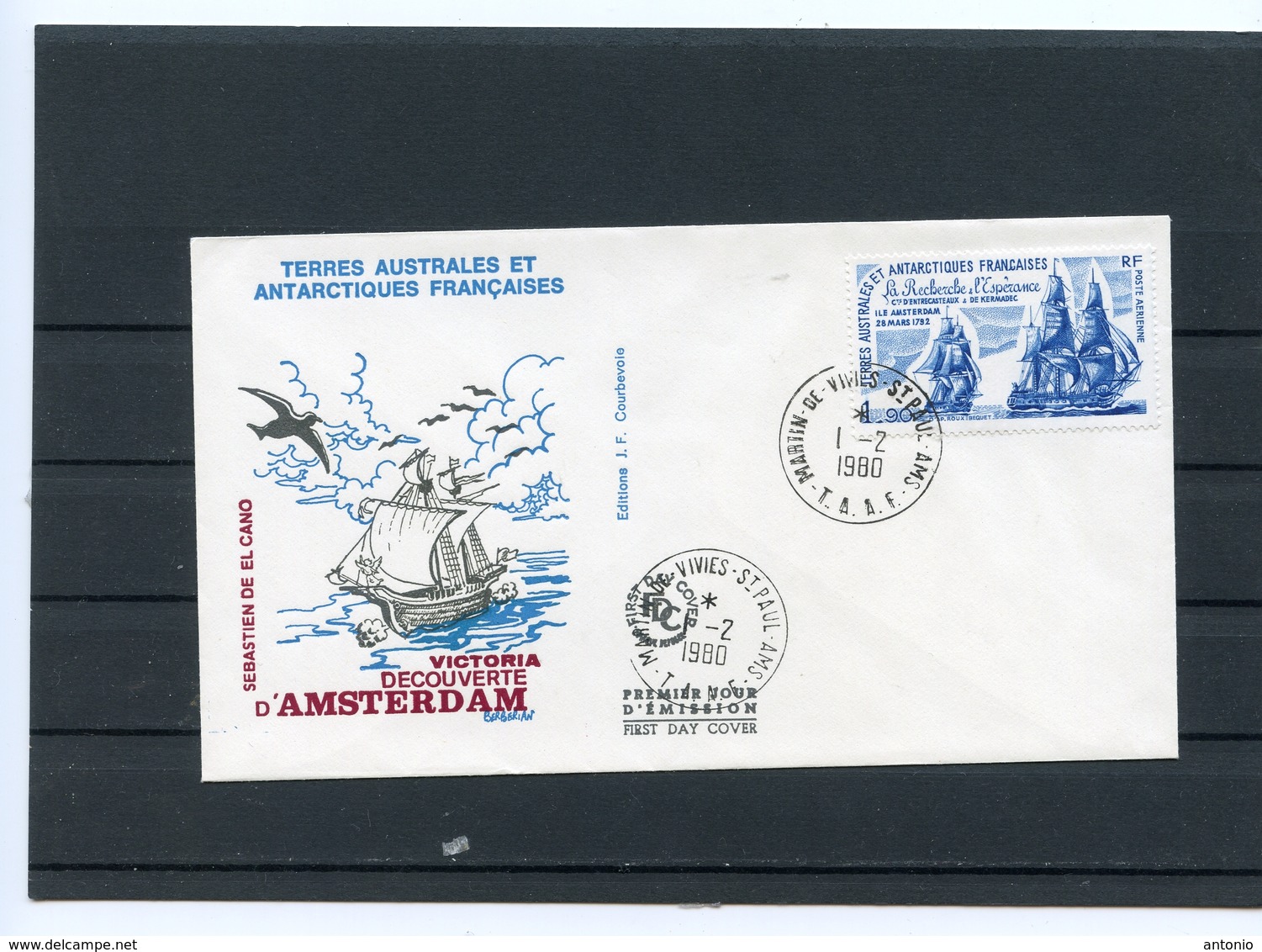 TERRES AUSTRALES TAAF - 3 FDC Découverte De L'île D'Amsterdam Par Elcano - FDC