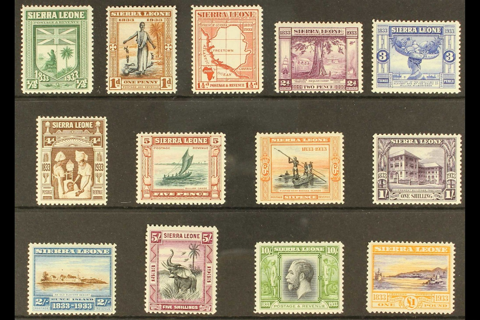 SIERRA LEONE - 1933 Centenary Of The Abolition Of Slavery / Wilberforce Pictorial Set Complete, SG 168/80 MNH - Sierra Leone (...-1960)