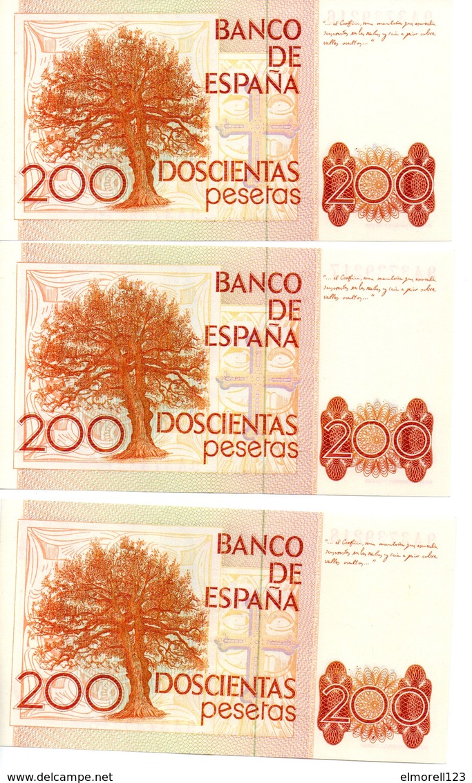 3 BILLETES DE 200 PESETAS 1980 - [ 4] 1975-… : Juan Carlos I