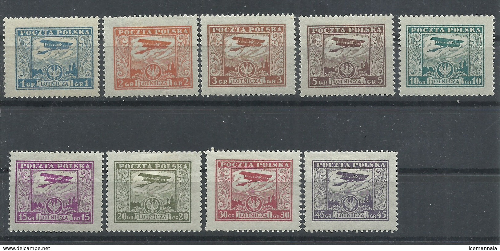 POLONIA  YVERT  AEREO  1/9   MH  * - Unused Stamps